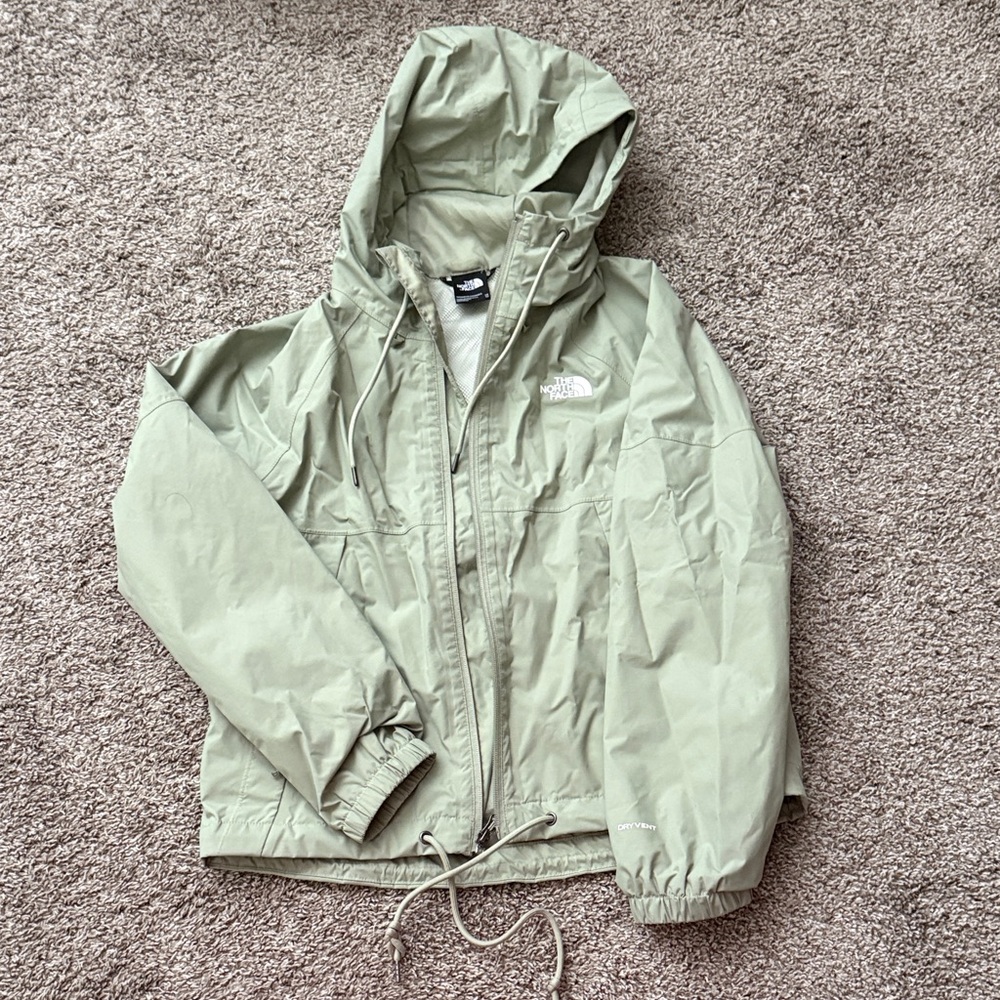 The North Face Sage Green Hooded rain jacket